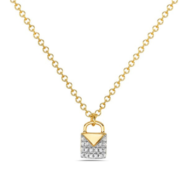 14K Yellow Gold Diamond Purse Necklace