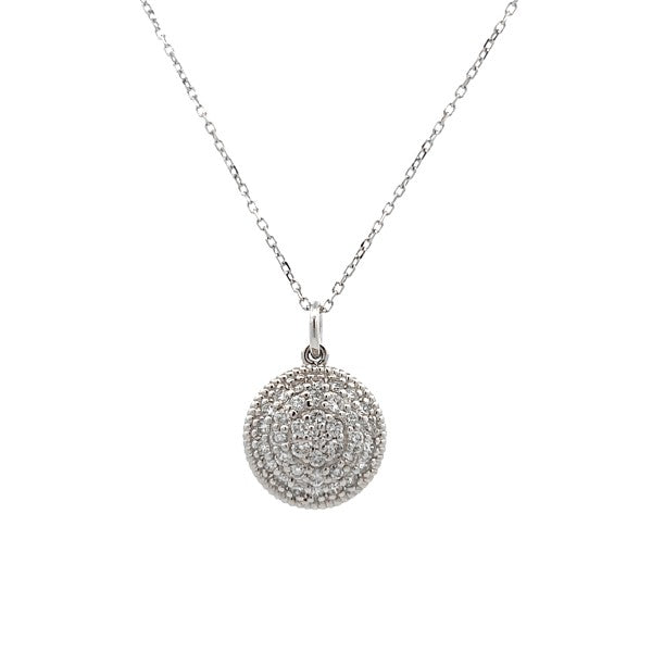 14K White Gold Diamond Pave Necklace