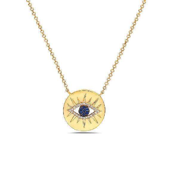 14K Yellow Gold Evil Eye Necklace