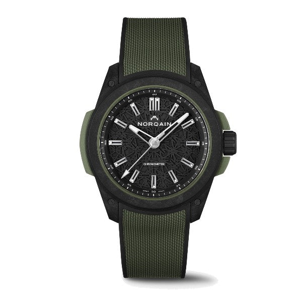 NORQAIN Independence Wild One Automatic 42mm Black Dial Khaki Strap Watch