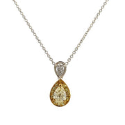 18K White and Yellow Gold Yellow Diamond Pear Necklace