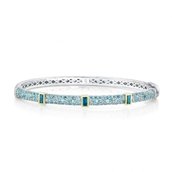 SLOANE STREET Sterling Silver and 18K Yellow Gold Blue Topaz Station Bracelet