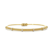SLOANE STREET 18K Yellow Gold Diamond Station and Strie Bracelet