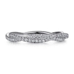 Load image into Gallery viewer, 14K White Gold Diamond Pave Twisted Stackable Band