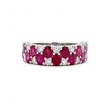 Load image into Gallery viewer, 18K White Gold Ombre Ruby and Diamond Ring