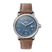 SHINOLA The Runwell 41mm Blue Dial, British Tan Leather Strap Watch