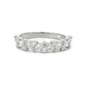 14K White Gold Weddiing Band with Marquise and Round Diamonds