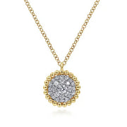 14K Yellow Gold Diamond Pave Necklace