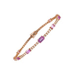 Load image into Gallery viewer, 18K Rose Gold Pink Sapphire and Diamond Station Tennis Bracelet