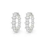 Load image into Gallery viewer, 18K White Gold Emerald and Marquise Diamond Hoop Earrings