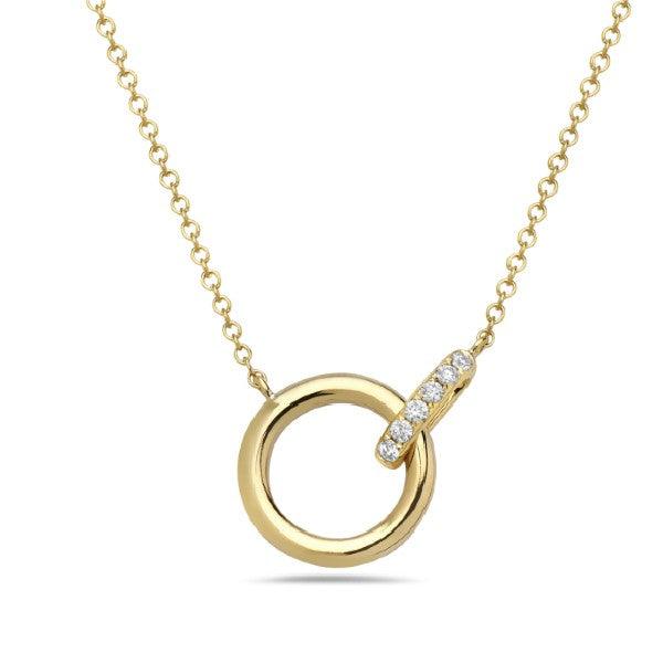 14K Yellow Gold Diamond Circle Necklace