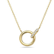 14K Yellow Gold Diamond Circle Necklace
