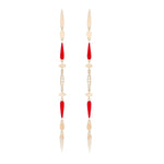 Load image into Gallery viewer, ETHO MARIA 18K Rose Gold Noble Red Ceramic and Diamond Linear Earrings
