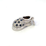 14K White Gold Diamond and Sapphire Shoe Charm