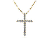 14K Yellow Gold Diamond Cross Necklace
