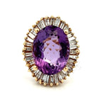 Load image into Gallery viewer, 14K Yellow Gold Amethyst and Baguette Diamond Ring -ESTATE - FINAL SALE
