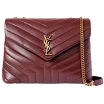 Load image into Gallery viewer, Pre-Owned YSL Calfskin Y Quilted Monogram Medium Loulou Chain Satchel Rouge Legion