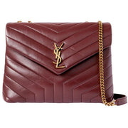 Pre-Owned YSL Calfskin Y Quilted Monogram Medium Loulou Chain Satchel Rouge Legion