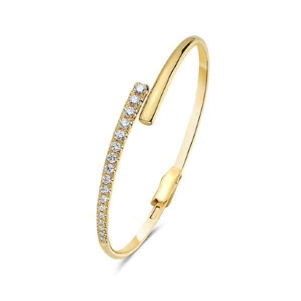 14K Yellow Gold Diamond Bypass Bangle