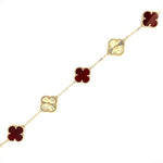 Load image into Gallery viewer, 14K Yellow Gold and Red Agate Clover Bracelet
