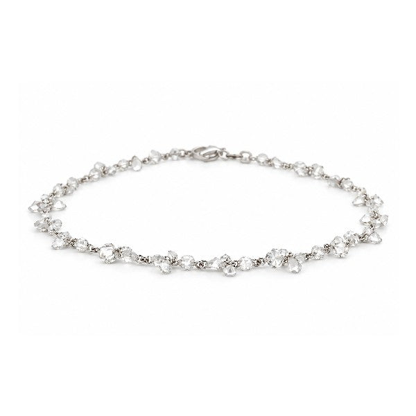 18K WHITE GOLD DANGLING ROSE CUT DIAMOND BRACELET