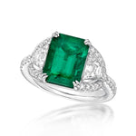 Load image into Gallery viewer, 18K White Gold Emerald &amp; Diamond Ring
