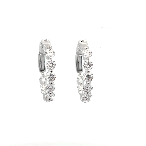 18K White Gold Small Inside/Out Diamond Hoop Earrings 1.54cttw