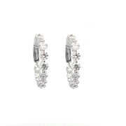 18K White Gold Small Inside/Out Diamond Hoop Earrings 1.54cttw