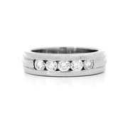 ESTATE 18K White Gold 5-Stone Diamond Wedding/Anniversary Band