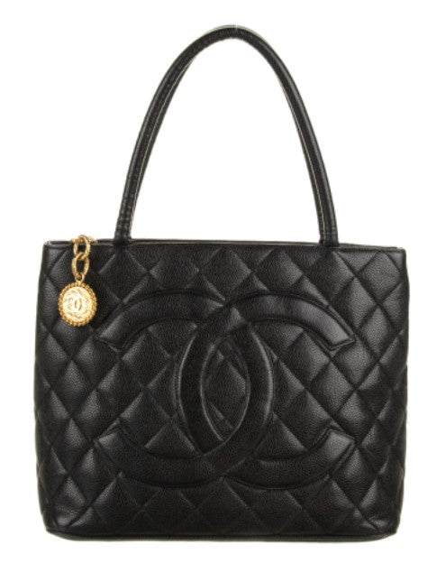 Pre-Owned CHANEL Caviar Quilted Medallion Tote Black