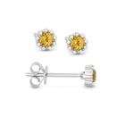 Load image into Gallery viewer, 14K White Gold Citrine and Diamond Halo Earrings