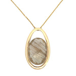 Load image into Gallery viewer, 14K Yellow Gold Oval Rutilated Quartz Pendant