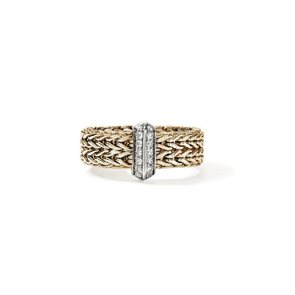 JOHN HARDY 14K Yellow Gold Icon Diamond Bar Ring