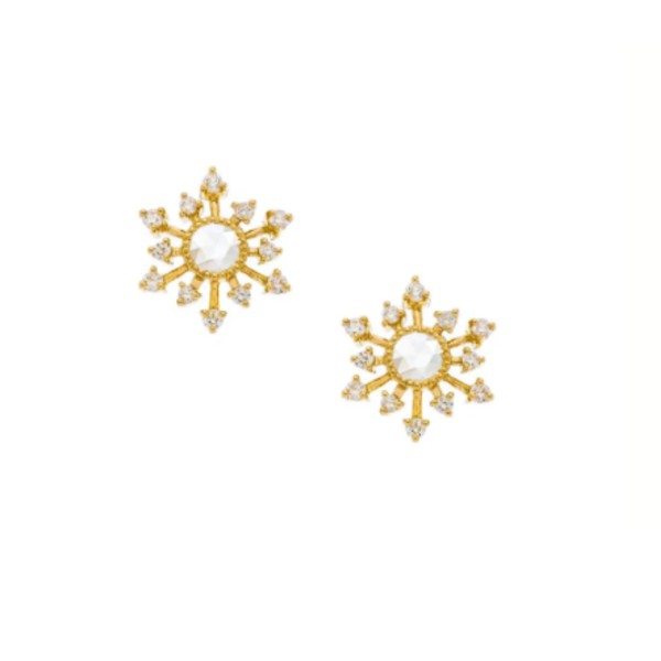SETHI COUTURE 18K Yellow Gold Leena White Diamond Stud Earrings
