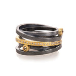 Load image into Gallery viewer, Oxidized Multi Diamond Band Wrap Ring
