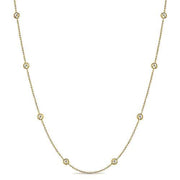 14K Yellow Gold Diamond Station Necklace