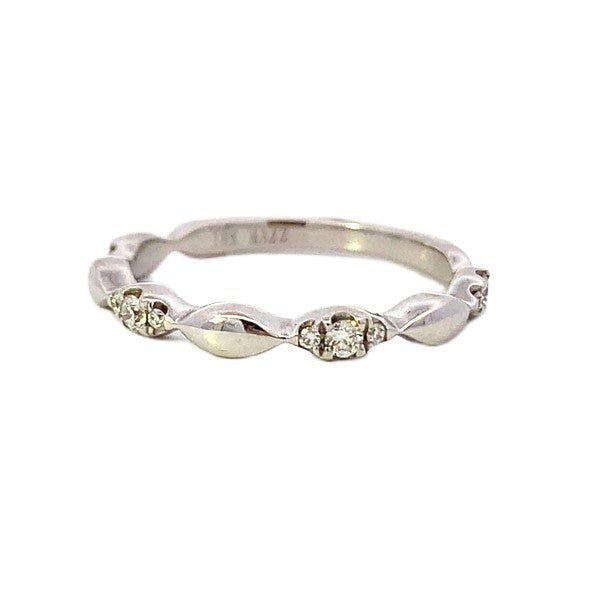 18K White Gold Diamond Marquise Pattern Stackable Band
