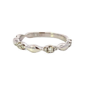 18K White Gold Diamond Marquise Pattern Stackable Band