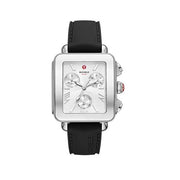 MICHELE Deco Sport Chronograph Stainless Steel Black Silicone Watch