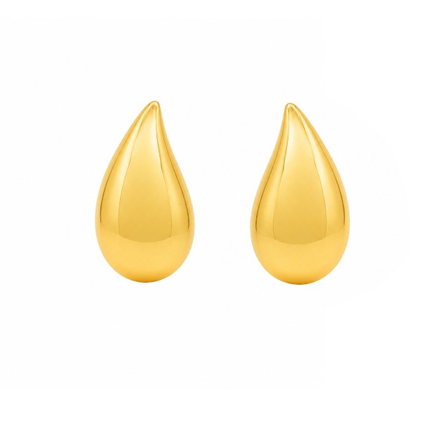 14K Yellow Gold Sculpted Teardrop Earrings