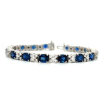 Load image into Gallery viewer, 18K White Gold Oval Sapphire and Diamond Bracelet