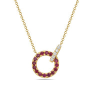 14K Yellow Gold Ruby and Diamond Necklace