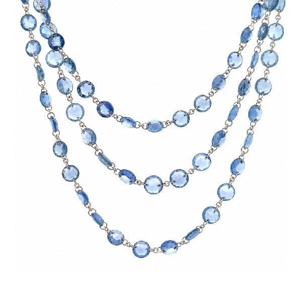 18K WHITE GOLD ROSE CUT BLUE SAPPHIRE NECKLACE