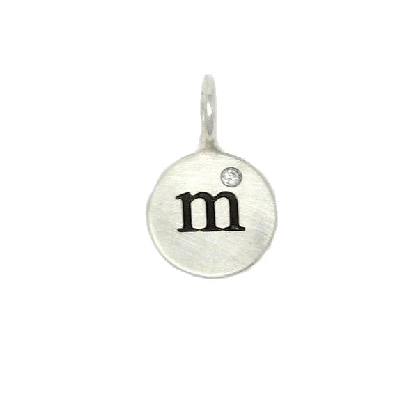 HEATHER B MOORE Small Round Disc Initial "m" Charm