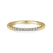14K Yellow Gold Bead and Diamond Stackable Ring