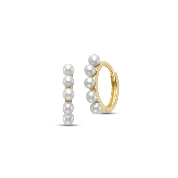 MASTOLONI 14K Yellow Gold Freshwater Pearl Huggie Hoop Earrings