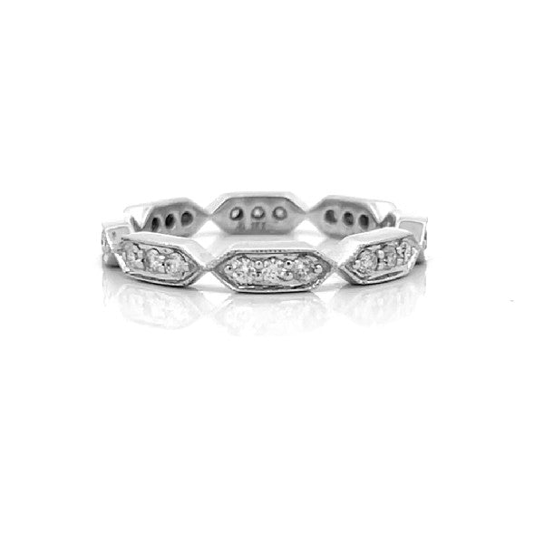 SETHI COUTURE 18K White Gold Deco White Diamond Stackable Band