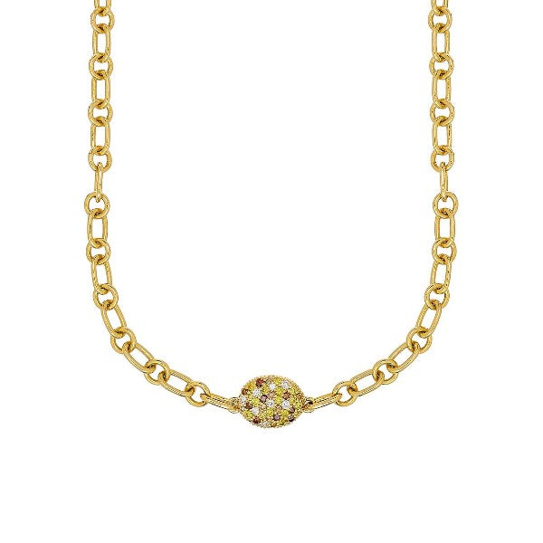 SETHI COUTURE 18K Yellow Gold Disco Pebble Multi Color Diamond Necklace