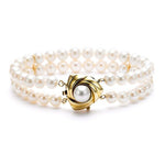 Load image into Gallery viewer, 18K Yellow Gold Double Strand Fresh Water Pearl Bracelet
