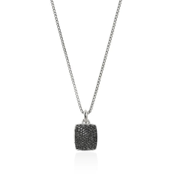 JOHN HARDY Tag Necklace, Sterling Silver Black Sapphires